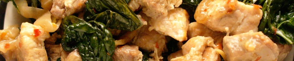 pork with greens and coconut milk